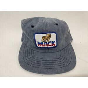 Vintage Mack Trucks Denim Style Blue Snapback Hat Cap Patch Logo Made In Usa